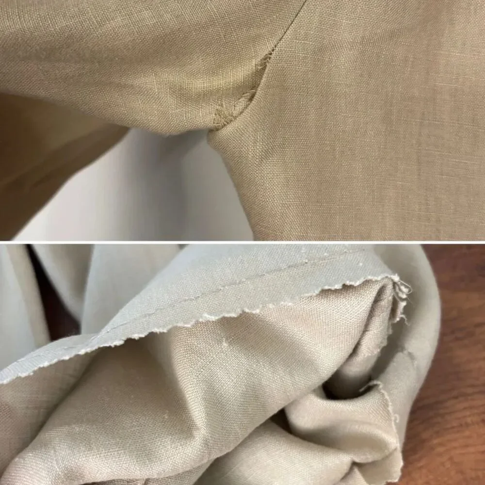 Calvin Klein Mens 3 Piece Linen Suit Beige Tan 38R Pants 32R Blazer Vest Trouser
